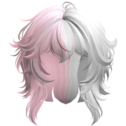 Messy Anime Short Wolfcut (White and Pink)