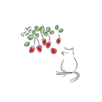 Strawberry Cat Loves Strawberries