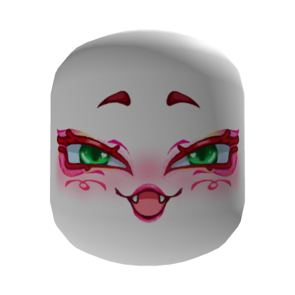 Kawaii smile makeup face (1.0 Pink/Green) Roblox item