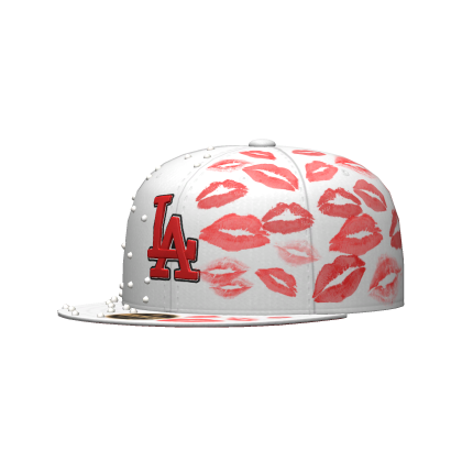White LA Lips Marks Fitted Cap thumbnail