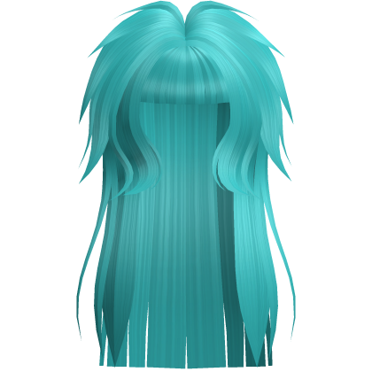 Long Emo Teal Messy Shaggy Hime Hair