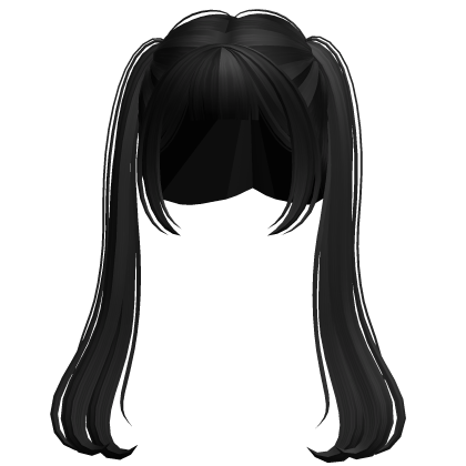 Long Anime TwinTails w/ Bnags (Black) Roblox item