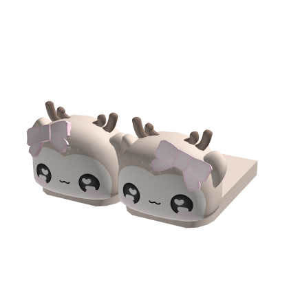 ♡ 3.0 cute pink winter fawn reindeer slippers