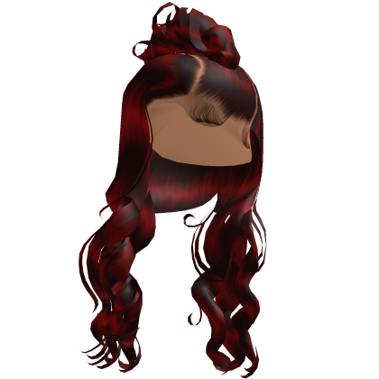 Dark Red Voluminous Curly Bun'd Side Part Roblox item