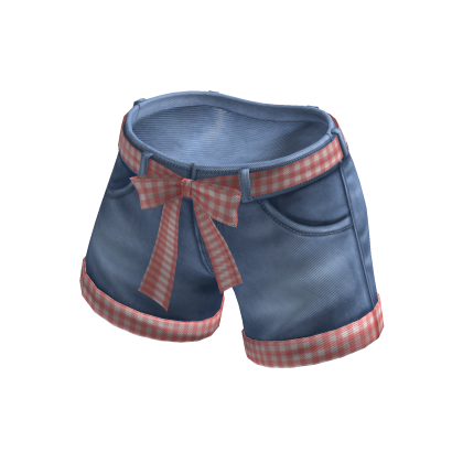 ✨Bow Belt Folded Shorts / Blush Gingham