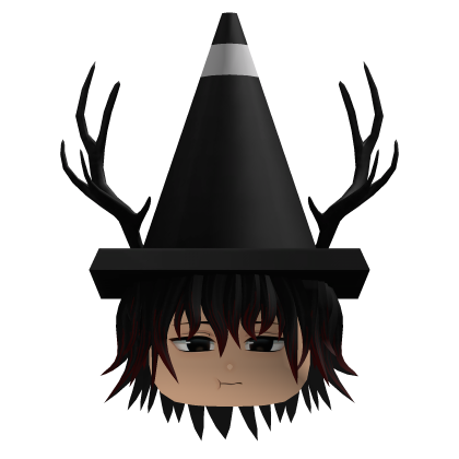 Black & Red Messy Emo Hair w/ Cone & Boy Face Roblox item