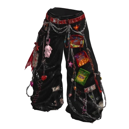 Black Y2K Candy Baggy Street Pants [PBR] | Roblox Item - Rolimon's