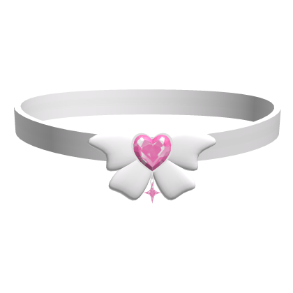 White Bow Pink Heart Ruby Witch Choker
