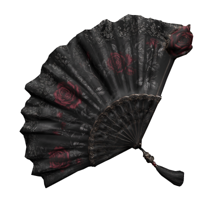 Black Traditional Maximalist Floral Japanese Fan Roblox item