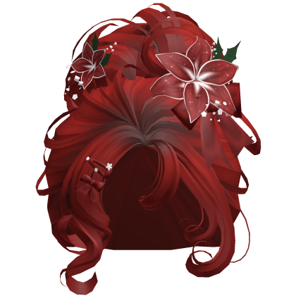 ♡ Christmas Flowery Bun Updo (Red)