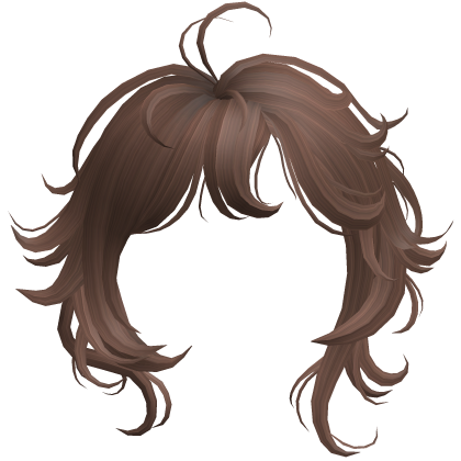 Messy Fluffy Swirly Curly Anime Bangs in Brown Roblox item