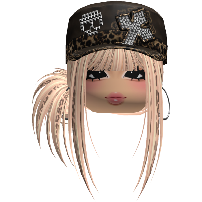 Gyaru Side Bun Hair w/ Cheetah Cap & Earrings