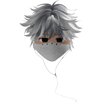 Cute Emo Boy Headphones Mask white Y2K ( gray )