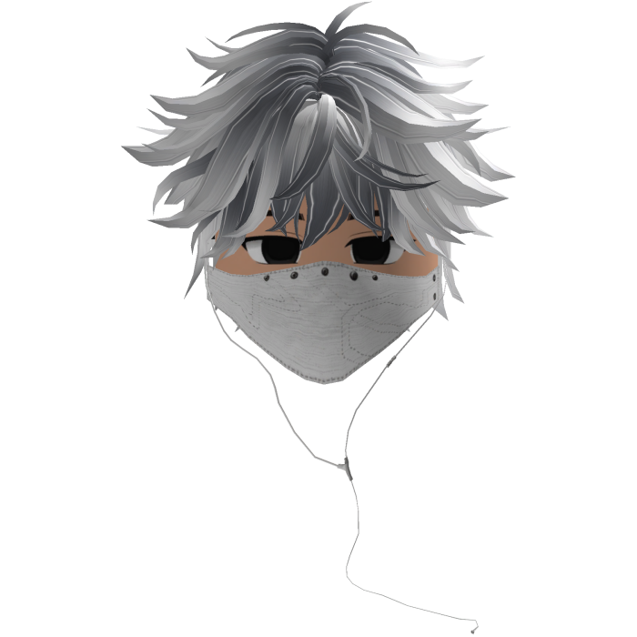 Cute Emo Boy Headphones Mask white Y2K ( gray )