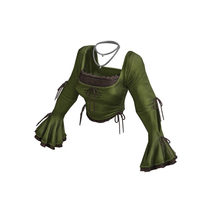 Green Vintage Coquette Ruffle Longsleeve