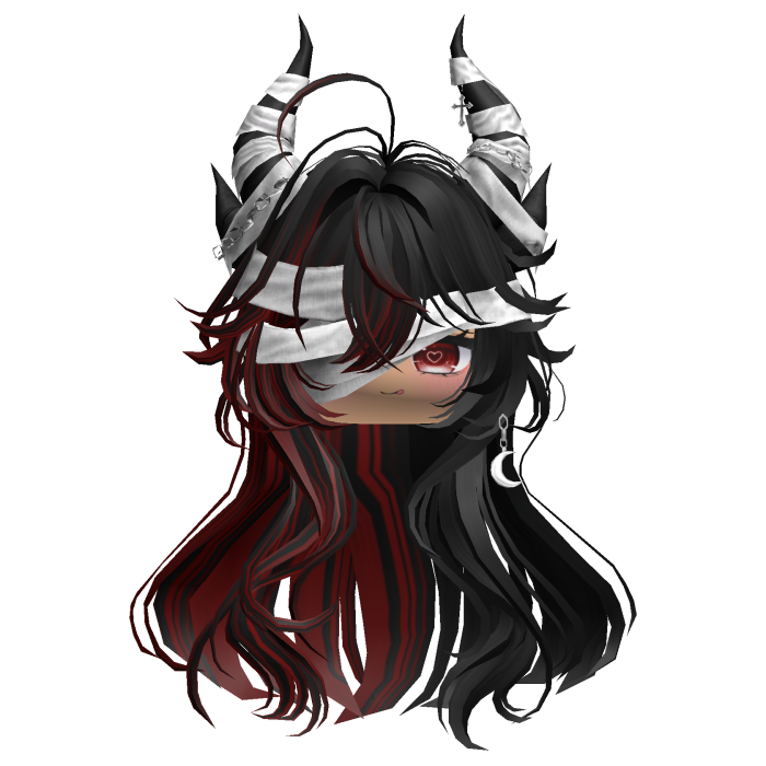 Horned Anime Demon Wolfcut (Black&Red)