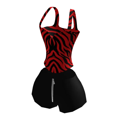 Nikki Obsession Red Striped Top Black Shorts Roblox item render