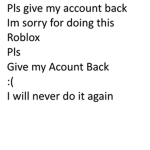 Im sorry Roblox