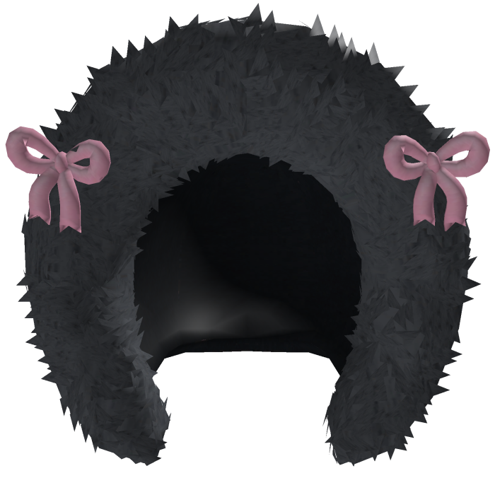 Black winter fur hood with pink bows