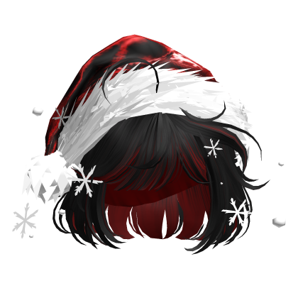 Christmas Cute Hair w/Santa Hat (Black&Red)