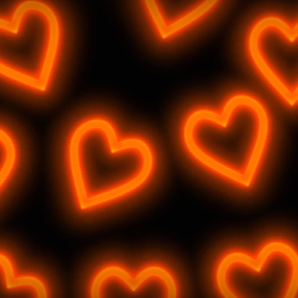 Orange Neon Hearts