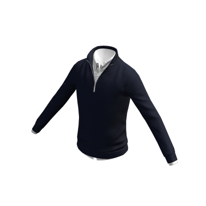 Quarter Zip Sweater Navy Polo Neck Layered Cozy thumbnail