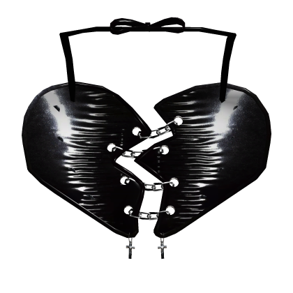 Goth emo chained mended heart top w/ crosses