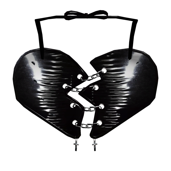 Goth emo chained mended heart top w/ crosses