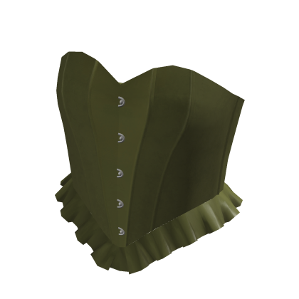 Ruffle Corset Top Green Leather