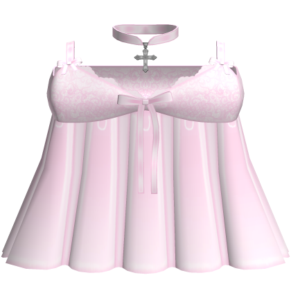 cute lacey dainty cross choker dress in pink