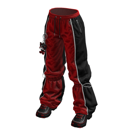 Black & Red Baggy Pants w/ Shoes