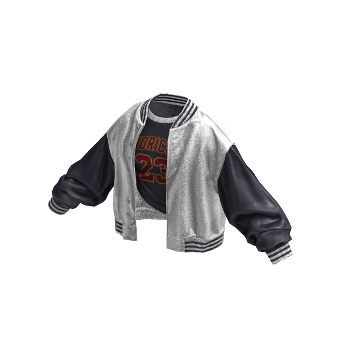 Stylish Leather Jacket Messy Shirt (WhiteBlueGrey)