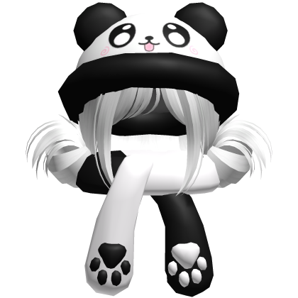 Cute Panda Hat + Scarf Hair White Roblox item