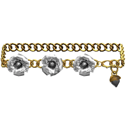 1.0 White Gold Rose Flower Waist Chain Belt Roblox item