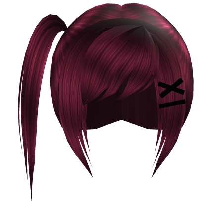 y2k red scene bangs with clip & ponytail Roblox item