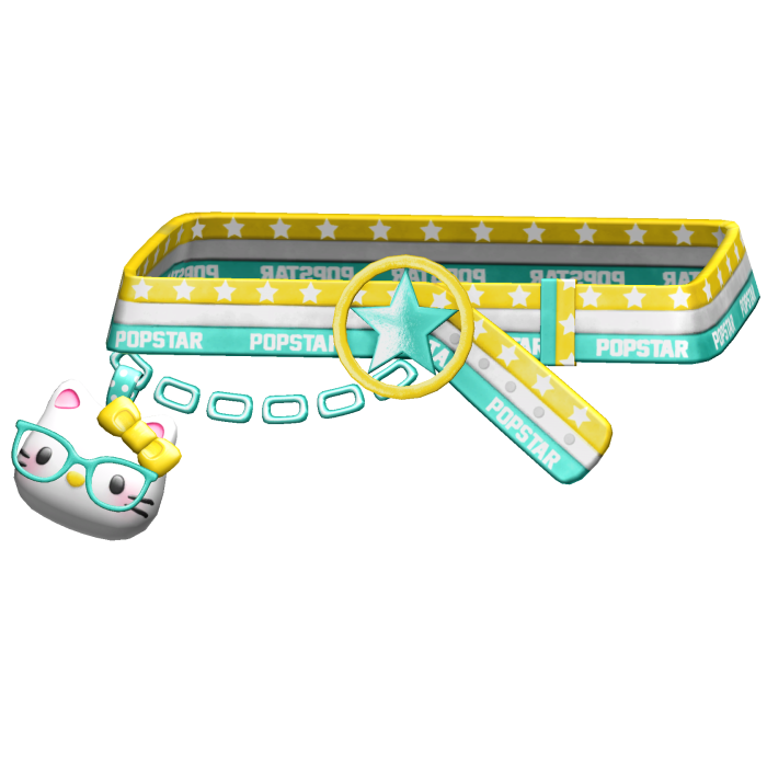 Amekaji Gyaru Harajuku Kitty Belt Teal Yellow