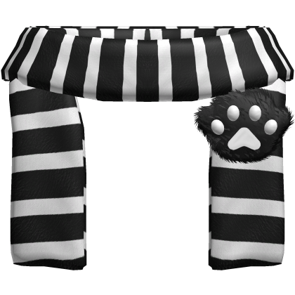 Kawaii Cozy Striped Winter Paw Scarf Black & White