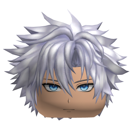 Messy White Hair w/ Silver Blue Gem King Crown 