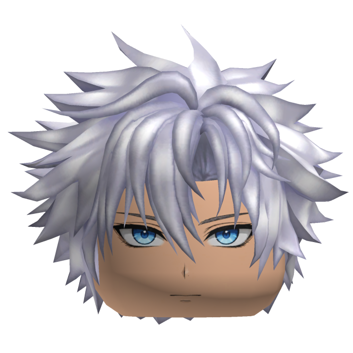 Messy White Hair w/ Silver Blue Gem King Crown 