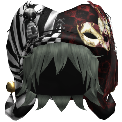 Red Gothic Circus Jester Hat w Green Hair Roblox item