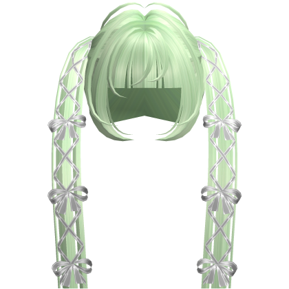 ♱ Light Green Goth Royal Pigtails w White Bow Roblox item