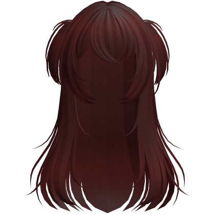 shy wispy layered hair w/ pigtails dark red