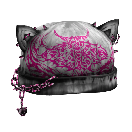 White Pink Cute Cat Grunge Spiky Beanie