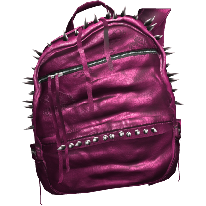Off Shoulder Pink Spiked Leather Backpack