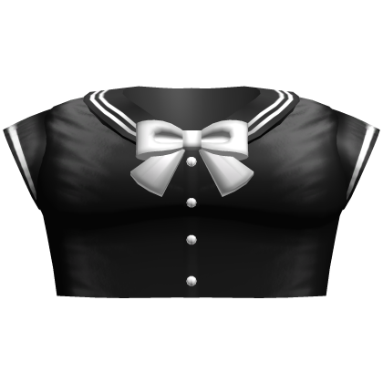 Kawaii Anime School Crop Top w Bow (Black & White)