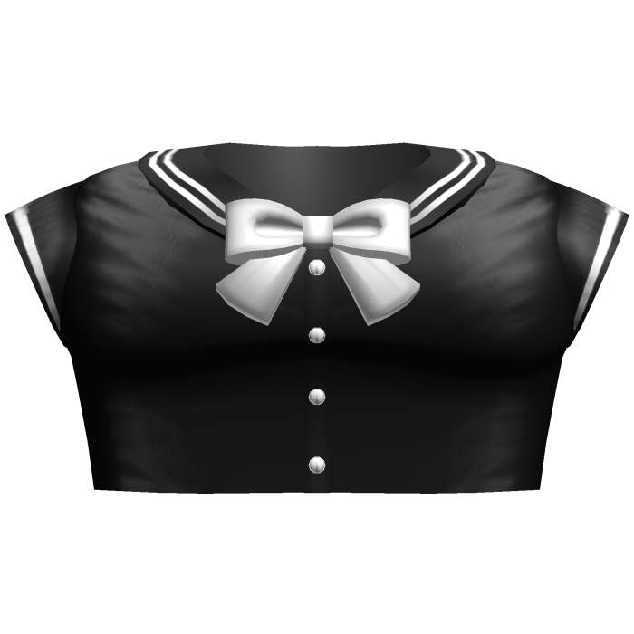 Kawaii Anime School Crop Top w Bow (Black & White)