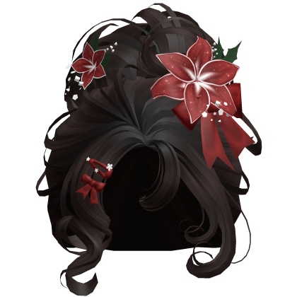 ♡ Christmas Flowery Bun Updo (Dark Brown)