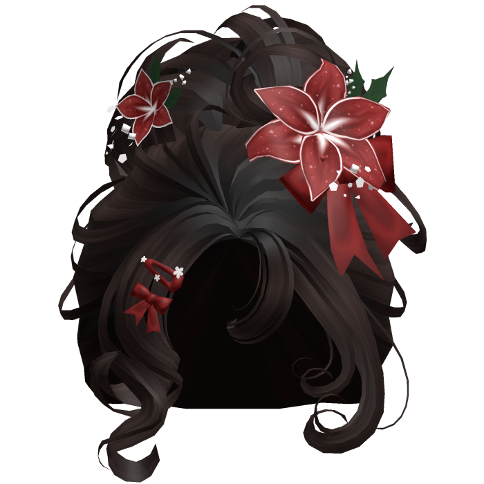 ♡ Christmas Flowery Bun Updo (Dark Brown)
