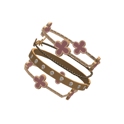 PBR Luxury Shiny Stacked Bracelet Gold Pink thumbnail