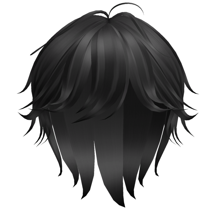 Messy Long Anime Boy Hair Black